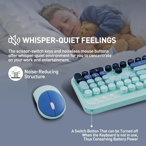 Image of FD 2.4GHz Wireless Keyboard and Mouse Set with Switch Button - Full-Size Keyboard - Compatible for Windows /Laptop /PC /Notebook /Smart TV and More - Indigo Blue Colorful