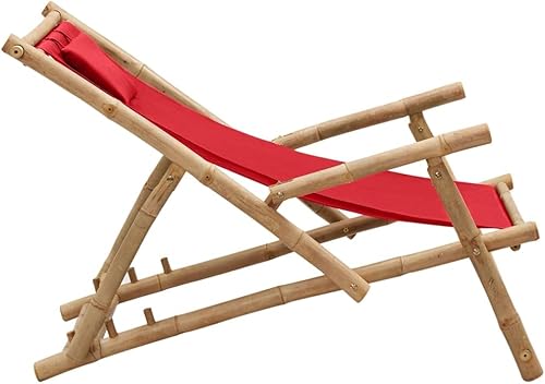 Miniatura 5 de Silla de cubierta de bambú y lona para puerta roja, Sillas para Comedor, sillas de mesa de comedor para estudio, playa, sala de estar, picnic
