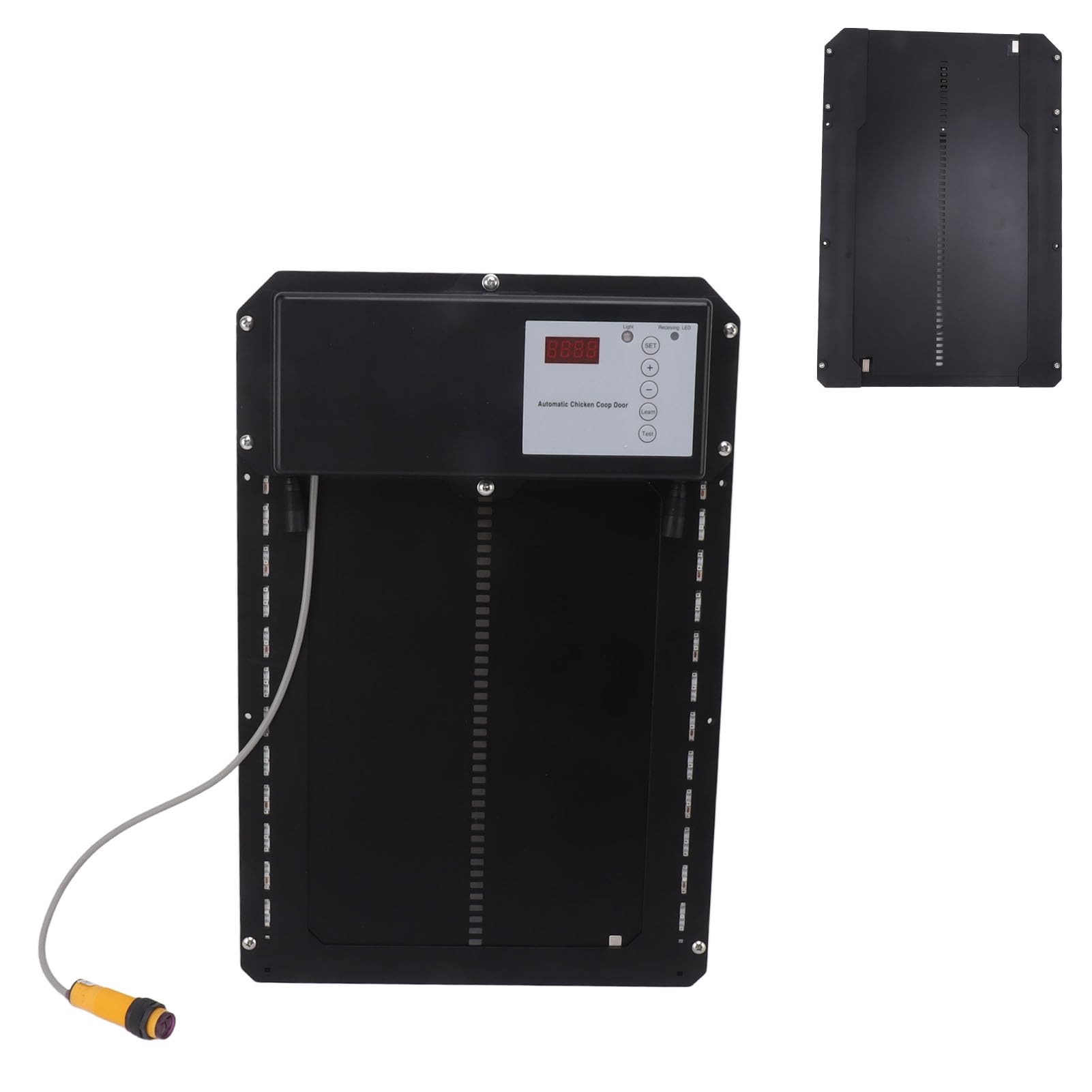 Porta automatica per pollaio 3 in 1, porta per pollaio con sensore di luce IP44 con temporizzazione, telecomando, display a LED Porte automatiche per pollai per polli, anatre, oche (Regno Unito)
