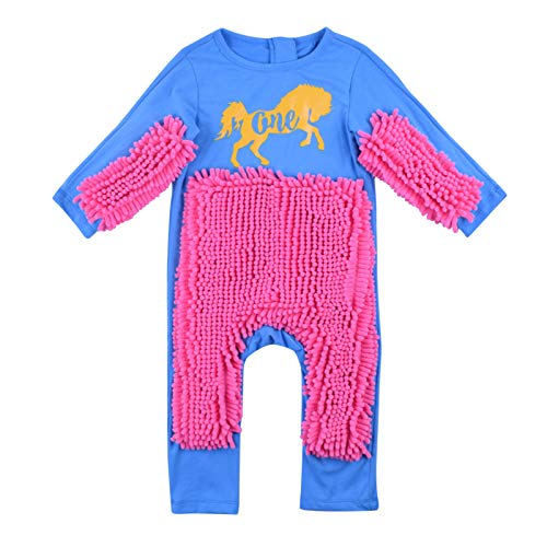 Image of Baby One Casual Romper Newborn Infant Baby Girls Boys Crawling Baby Letter Mop Onesie Romper Jumpsuit Hot Pink