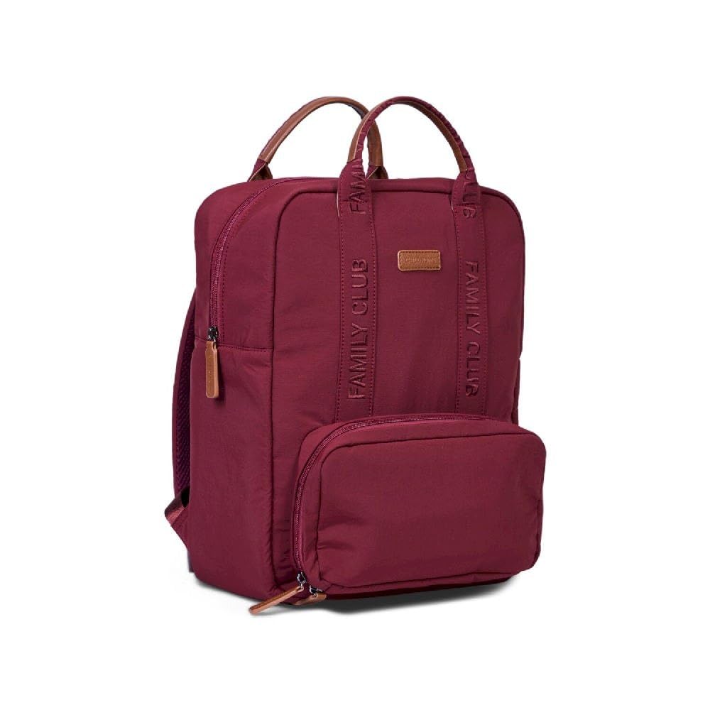 CHILDHOME, Plecak na pieluchy Family Bag, duża pojemność, wielofunkcyjna, mata do przewijania w zestawie, 11 przegródek, izolowane kieszenie, walizka na kółkach, wieszak na wózek, 20,5 l, bordowy