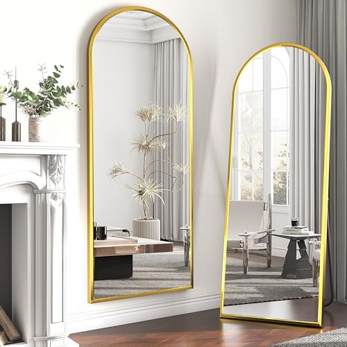 SDXYSTCE Bogen - Specchio a figura intera, 165 x 60 cm, grande specchio da terra, curvo, da parete, per camera da letto, spogliatoio (oro)