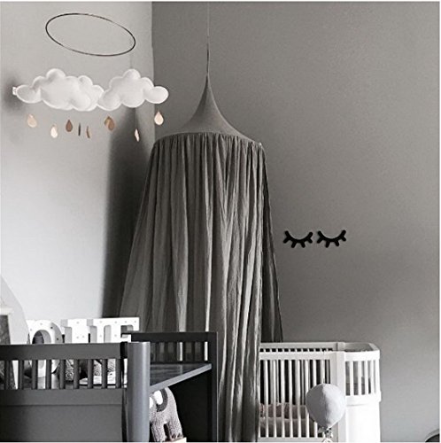 Restbuy Kinder Betthimmel Baldachin aus Baumwolle Mückenschutz Moskitonetz Insektenschutz Baby indoor Play Lesen Zelt Dekoration für Bett und Schlafzimmer (Grau) - Image 3