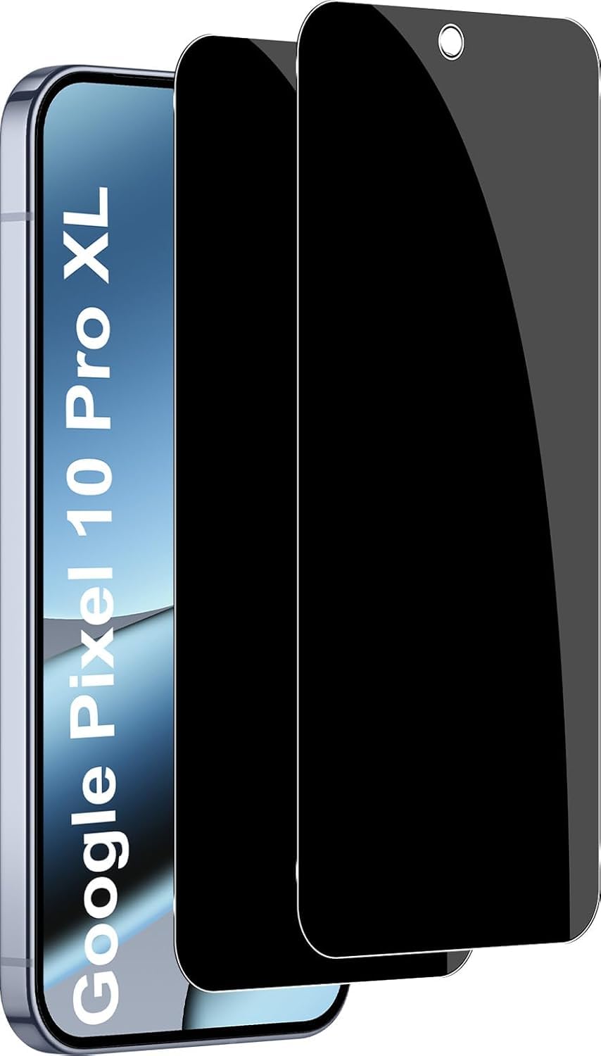 [2 Pack] Privacy Screen Protector for Google Pixel 10 Pro XL, Anti-Spy 9H Tempered Glass, Full Coverage, Scratch Resistant,28 ° Full Screen Anti-peeping (Google Pixel 10 Pro XL)