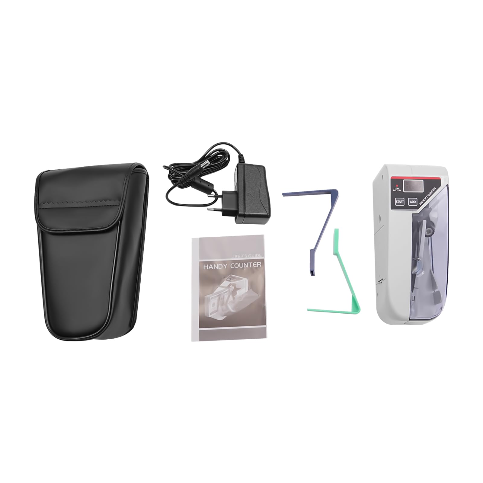 Compteur de billets portable 600 billets par minute, compteur de billets avec fonction batterie ADD et écran LED, double alimentation (adaptateur/batterie), pour plusieurs devises, blanc
