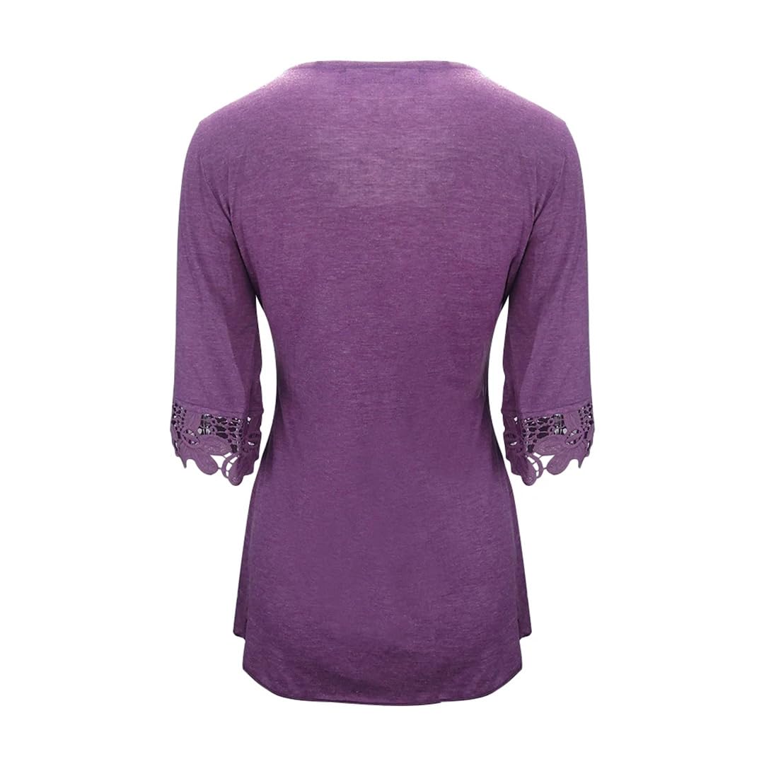 Camicetta da donna floreale all'uncinetto mezza manica camicetta irregolare casual top