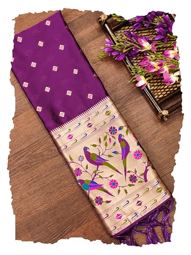 Image of DEVANGI Women's Woven Paithani Banarasi Silk Dupatta /Chunni For Women, Floral Print 1 Meter Wide and 2.3 Meter Length Printed Designer Dupatta /Chunni For Girls