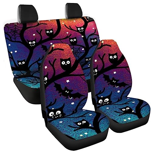 Image of Funny Custom Women Men Car Seat Cover Full Set Breathable Elastic Fitted Cartoon Halloween Automotive Seat Protector Non Slip Full Coverage Two Front Seat Covers Rear Back Bench for Most Trucks SUV