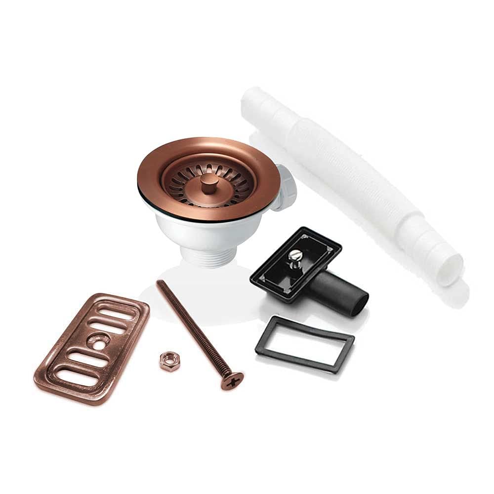 Astini Copper 90Mm Antique Waste 2X Overflow For Rak Rangemaster Ceramic Sink