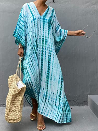 Image of Kaftan Dresses for Women Plus Size Summer Beach Dress with Print and Swim Cover Ups