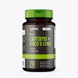 Óleo de Cártamo, Coco, Chia e Vitamina E - 70 cápsulas - Omix