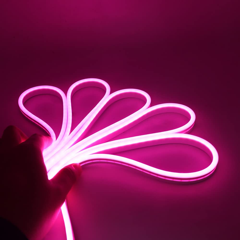 Wisada 2M LED Neon Rope Light with On/Off, Pink Light Waterproof Flexible LED Strip Light, DIY Design - Image 2