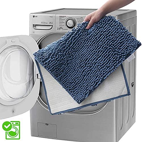 Image of Bathroom Rugs Bath Mats for Batroom Chenillen Bath Rug Set 3 Piece Non-Slip Bath Mats, Absorbent Shaggy Rugs, Machine Wash, Perfect Plush Bathroom Mats, Bathroom Carpets Set Sky Blue