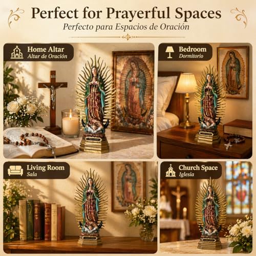Estatua Virgen de Guadalupe de 8 pulgadas en resina miniatura 4