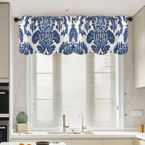 Cenefas de cocina azul para vestir ventanas pequeñas de dormitorio con estilo 2