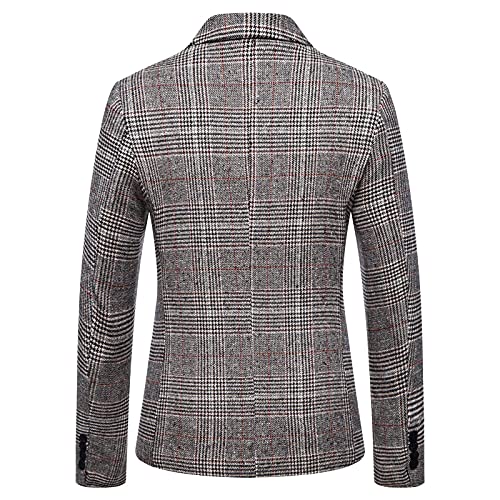 Mens Wool Blend Blazer Jacket Houndstooth Suit Blazer Notch Lapel One Button Slim Fit Blazer Jacket Sport Coat2