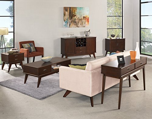 Simpli Home Draper SOLID WOOD 32 inch Wide Mid Century Modern Low Storage Cabinet in Medium Auburn Brown, with 2 Doors, 2 Adjustable Shelves - Thumbnail 5