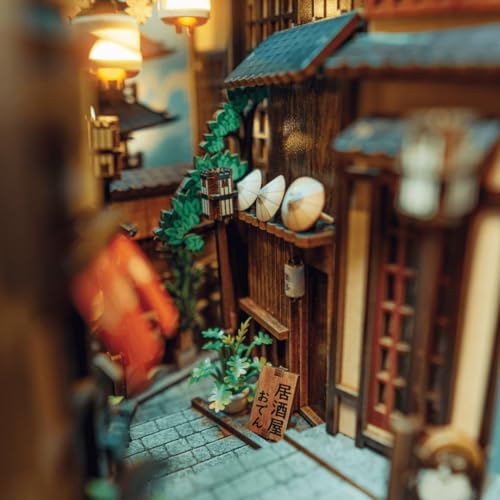Image of ANAVRIN Book Nook Kit Kyoto Gion - DIY 3D Wooden Booknook for Adults, Teens and Book Lovers, Bookshelf Insert Library Decor, Creative Gift for Family, Friends, and Elderly