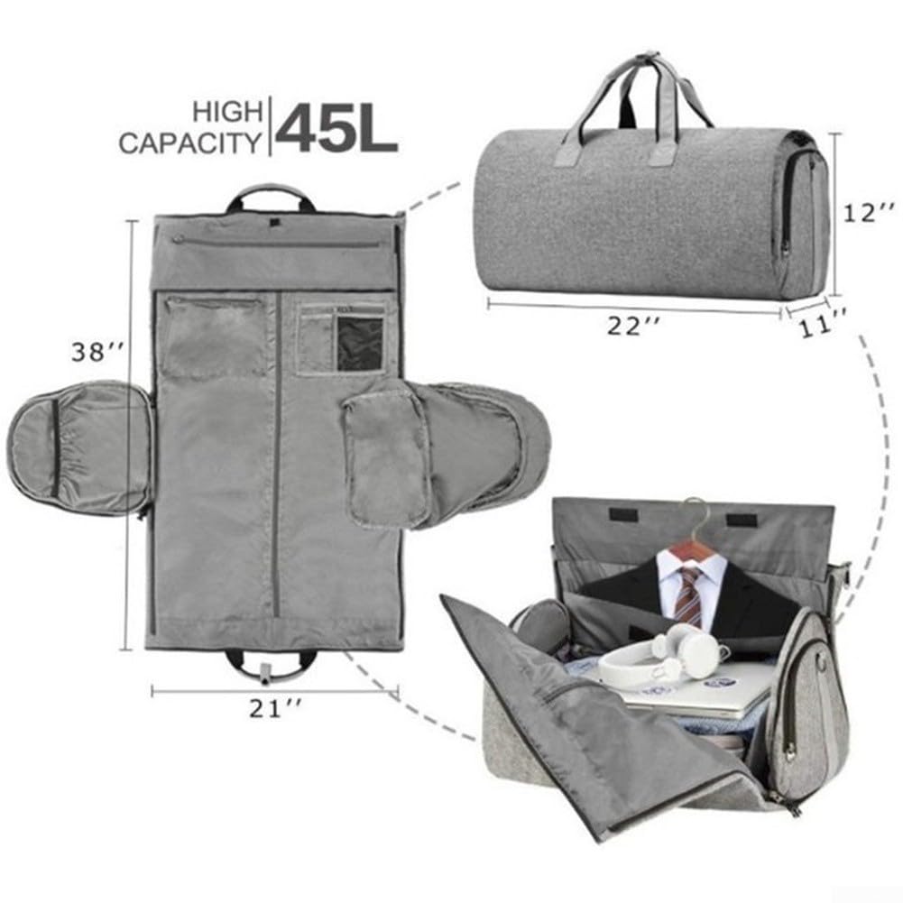 Bolsa de ropa plegable de tela Oxford para hombres y mujeres, portador de traje de viaje de negocios con amplio interior resistente al agua almacenamiento para accesorios de ropa negro