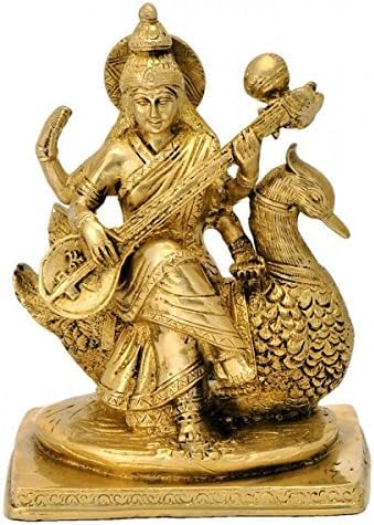 Gangesindia Devi Saraswati Maa Playing Veena Brass Statue