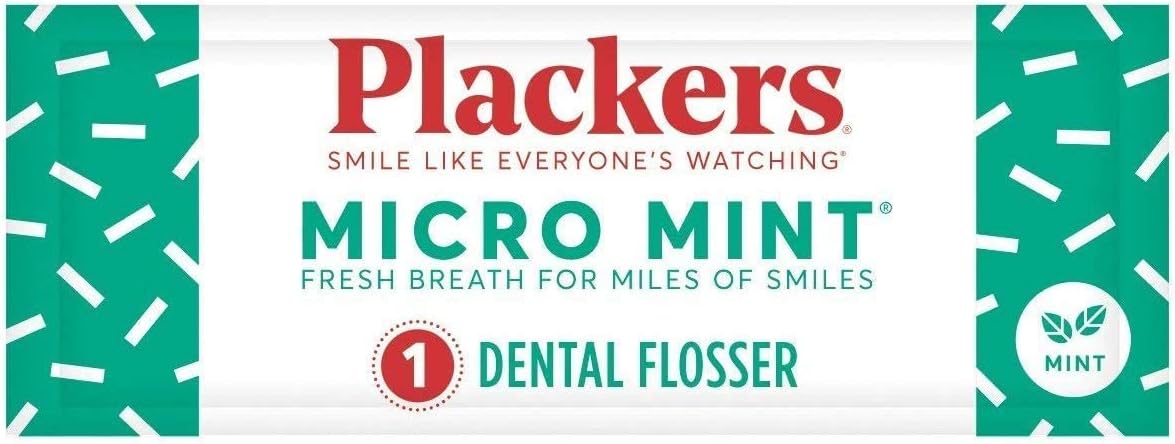 Plackers Micro Mint Dental Floss Picks, Made with Super TufFloss®, Protected Fold Away Pick, Easy to Use, Cool Mint, Green, Individually Wrapped, 500 Count