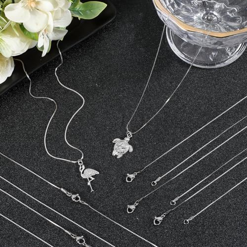 SUNNYCLUE 12pcs 16 Inch/ 0.4m 1mm Stainless Steel Necklace Making Chains Silver Necklace Chains Metal Lobster Claw Clasps Cable Chain Necklaces Bulk for jewellery Making Supplies Women Adult Diy - Image 4