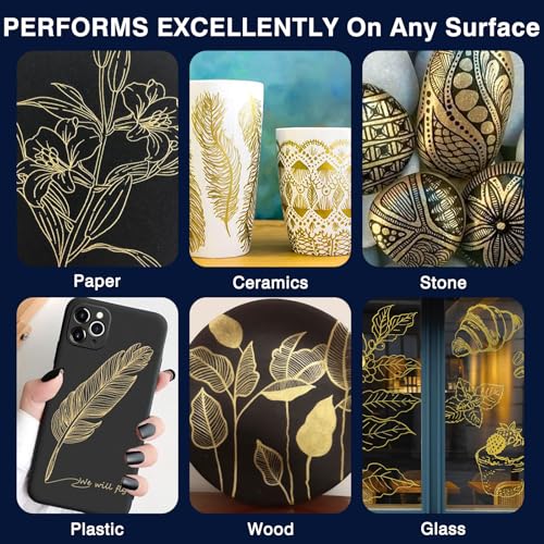 Image of SFAIH Gold & Silver Paint Markers Pens - 4 Pack 0.7MM Fine Tip Metallic Acrylic Markers for Card Making, Gift Decorating, Rock Painting, Detailed Art
