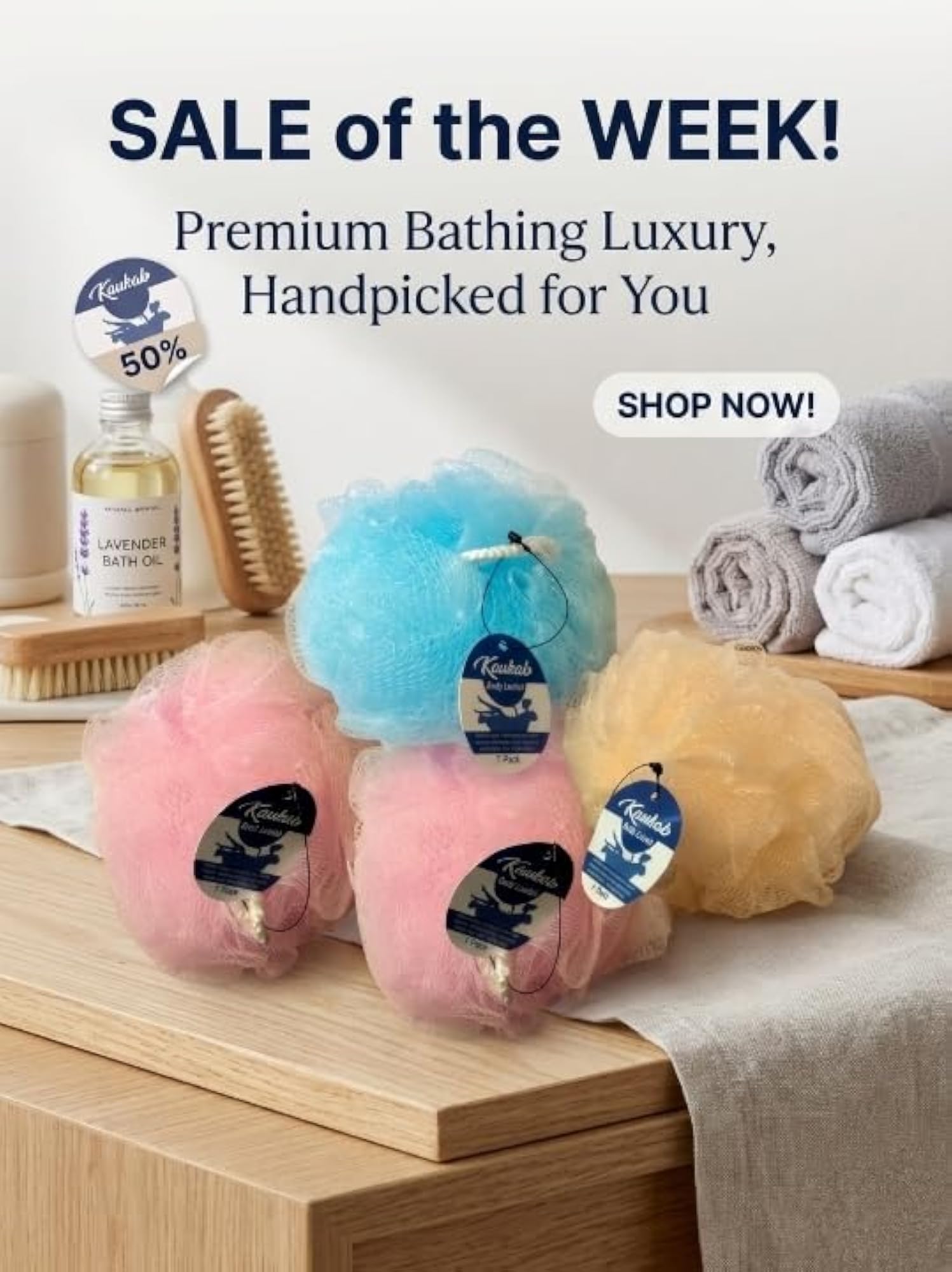 Raukab Bath Loofah Body Scrubber, Eco-Friendly