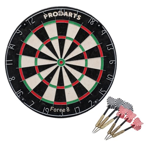 Dartscheibe Steeldart Force 8 - Komplettes Dart Set mit Zubehör - Inkl. Dartboard, Steelpfeile,...