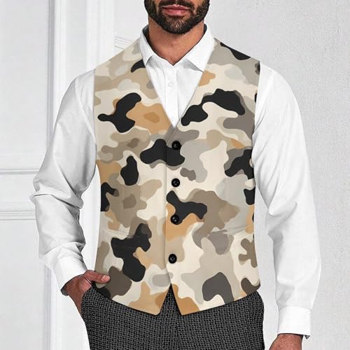 Desert Camouflage Men's Suit Vest Slim Fit Business Dress Party Pattern Waistcoat Vest Top2