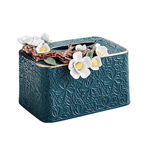 Organizador rectangular de servilletas de cerámica, adornos decorativos, soporte de bomba de papel de alta calidad, cajas de almacenamiento de pañuelos para sala de estar
