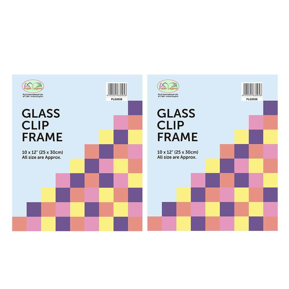 Eason Bros Pack of 2 Frameless Clip Frames 10" x 12" (25 x 30 cm) Glass Front Picture Photo Frames, Wall-Mountable Poster & Certificate Frames for Home & Office Decor