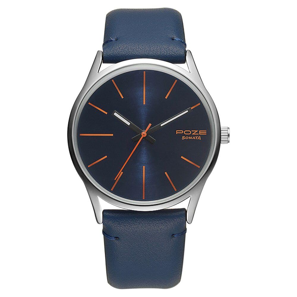 Sonata Poze Quartz Analog Blue Dial PU Leather Strap Watch for Men-SP70013SL02W (B0CW9WHNHP) Amazon Price History, Amazon Price Tracker