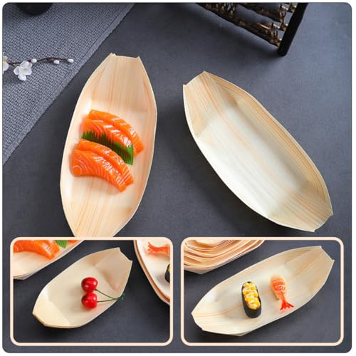 Platos desechables de madera para sushi FAVOMOTO 60 pcs miniatura 6
