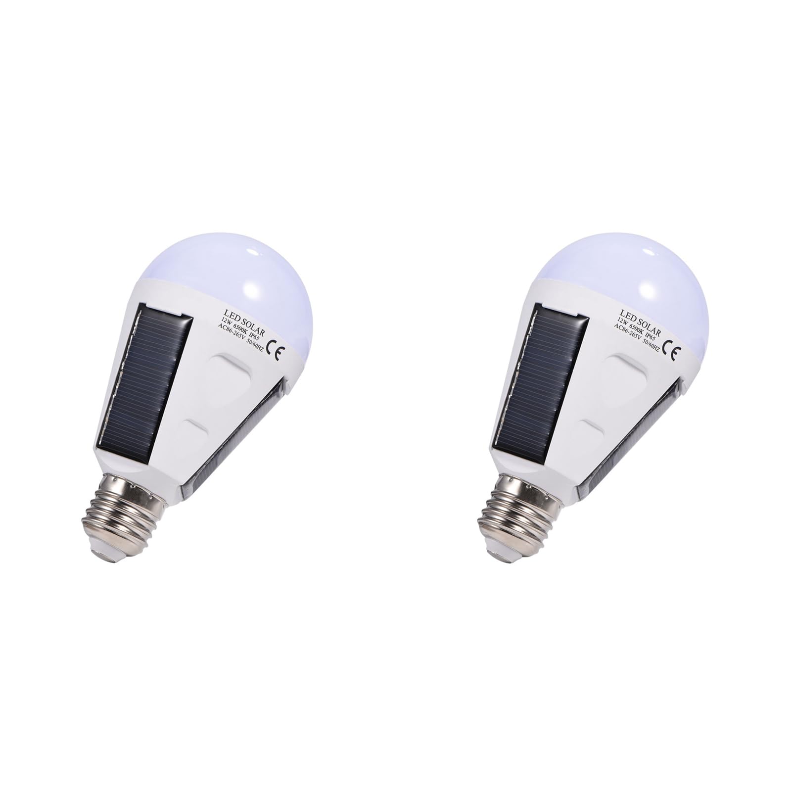2 Pcs Solar Panel LED Light Bulb Portable Solar Emergency Bulb Indoor Outdoor Hiking Camping Emergency Lamp (12W)