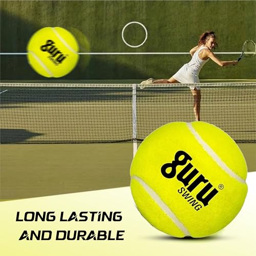 Image of GURU Lawn Tennis Ball, Light Weight Swing Cricket Ball (Yellow, 58g, Pack of 3)