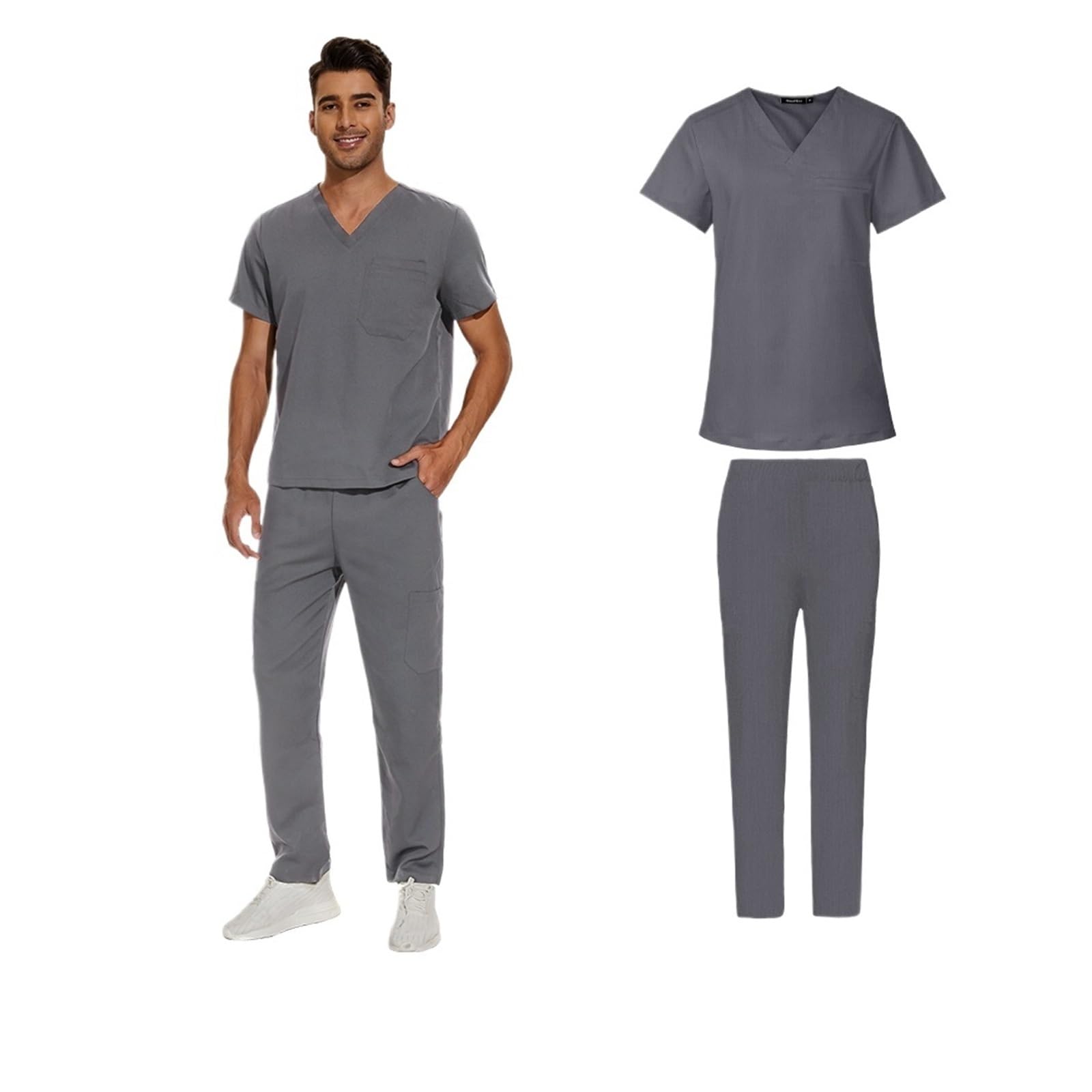 Divisa Da Infermiera Scrub da uomo Uniforme da laboratorio Set da clinica maschile for medico ospedaliero Tuta con scollo a V Scrub Abbigliamento da infermiera for farmacia Per Cosmetologia E Assisten