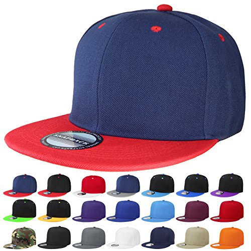 Image of Classic Snapback Hat Cap Hip Hop Style Flat Bill Blank Solid Color Adjustable Size