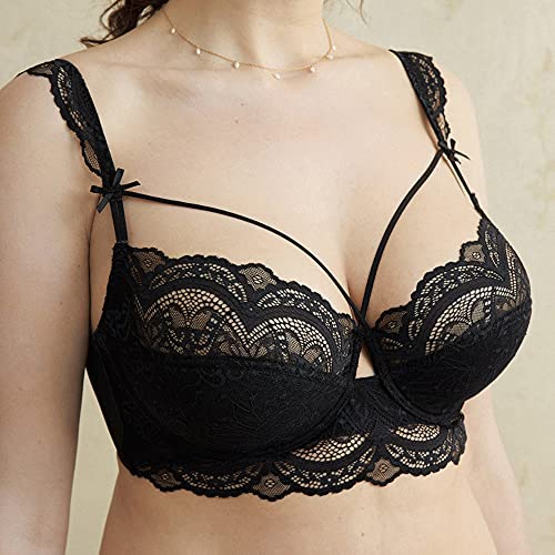 Soutien-gorge 75E et culotte WENJUN pour un maintien parfait en dentelle rose