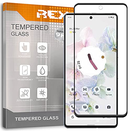 REY Protector de Pantalla Curvo para Google Pixel 7 Pro, Negro, Cristal Vidrio Templado Premium, 3D / 4D / 5D, Anti Roturas