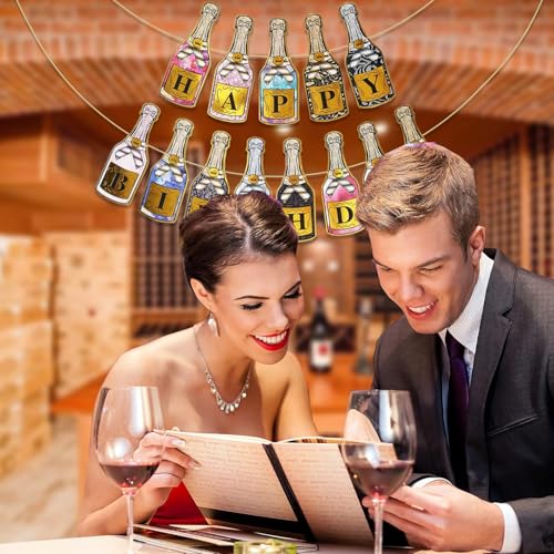 Image of Rozi Decoration Happy Birthday Bottle Banner - Wine Colour Theme Decoration Banner for Bar, Husband Birthday, Party & Celebration (Set of 1 Piece)