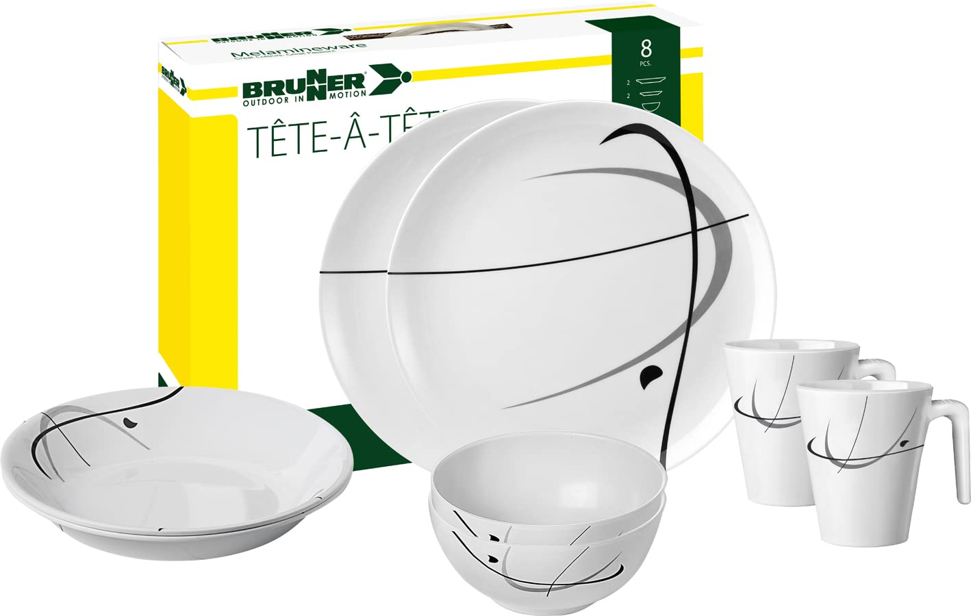 Set Stoviglie Da Campeggio Brunner | 8 Pezzi Per 2 Persone - Tema Oceano