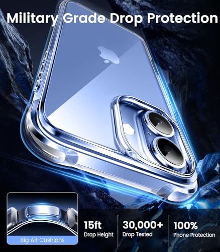 Image of Mkeke Compatible with iPhone 17 Case Clear [Not-Yellowing] [Military-Grade Drop Protection] Shockproof Protective Phone Bumper 6.3 inch