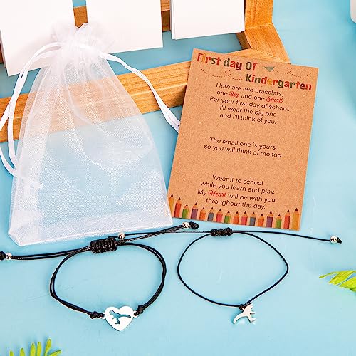 Image of Back to School Supplies, First Day of Kindergarten Bracelet, Back to School Bracelet Mommy and Me, Prek Matching Wish Bracelets Set, Adjustable Bracelet for Boys Girls Gifts Stuff Bulk