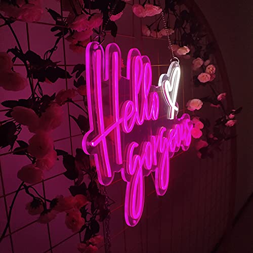 Image of Hello Gorgeous Neon Sign Light Wall Art Gift - Bar Pub Club Rave Apartment Home Decor for Party Christmas