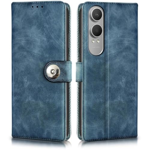 Image of Leather Flip Case Cover Compatible with for OnePlus Nord CE 4 Lite 5G |Designer Button| Hand-Stitched Leather Finish| Lightweight| Inbuilt Card Pockets Wallet & Stand|(Aqua)