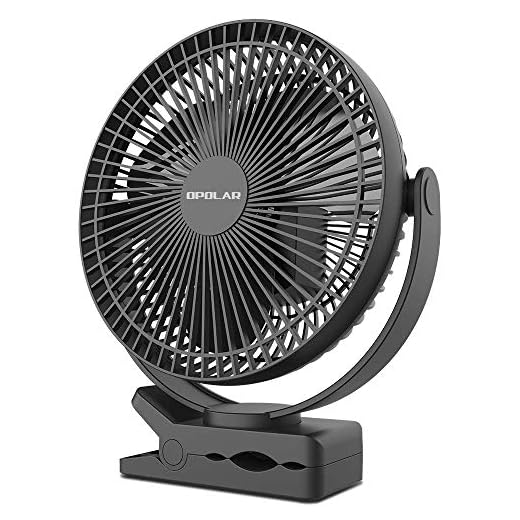 OPOLAR 10000mAh 8-Inch Rechargeable Battery Operated Clip on Fan, 4 Speeds Fast Air Circulating USB Fan, Sturdy Clamp Portable for Outdoor Camping Tent Beach or Treadmill Car Personal Desk