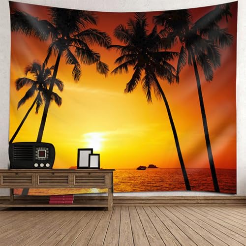 Tapisserie murale paysage coucher de soleil mer 256x350cm pour grande decoration de chambre