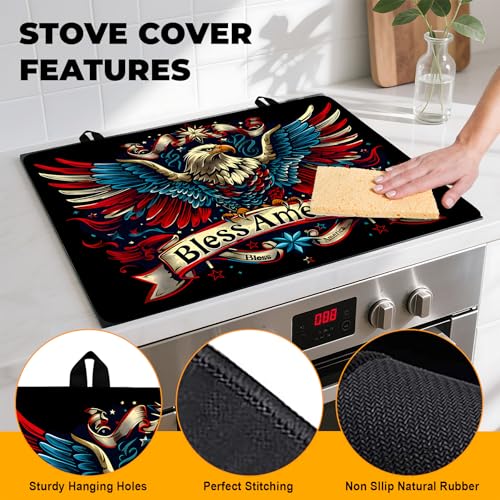 Image of Patriotic Stove Top Cover, Heat Resistant Electric Stove Protector Mat, Large Diatomite Kitchen Counter Mat, Independence Day Decor American Flag Kitchen Accessory (eagle, 28x20 Inch)