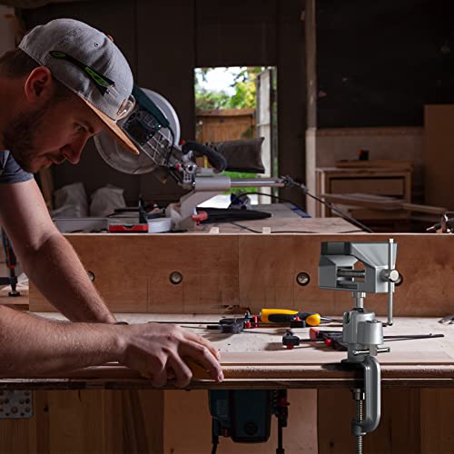 Table Vise,2 in 1 Universal Rotate 360° Work Clamp-On Vise,Table Vice with Electric Drill/Grinder Holder for Woodworking, Drilling, Sawing, Jewelry Making,Metal Working and DIY (3'') - Image 6